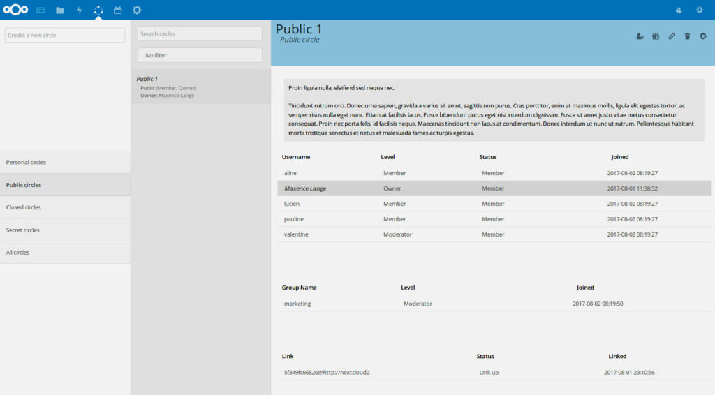 nextcloud 22, circles