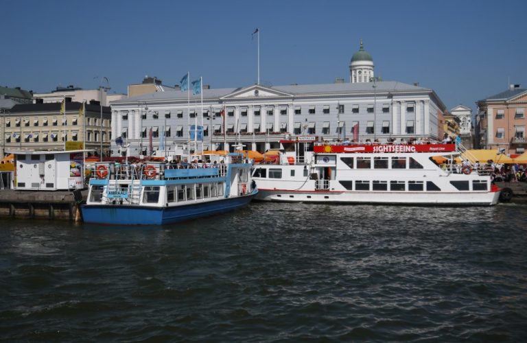 Helsinki, Finland, market place, town hall, sightseeing boats