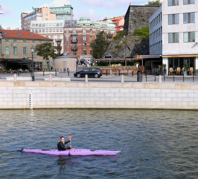 a kayak paddler in Gothenburg, Sweden