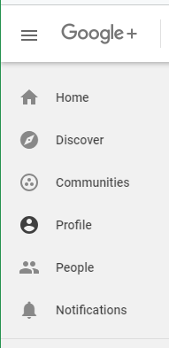 Google Plus menu