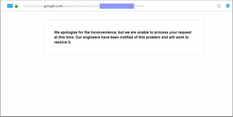 google adsense inconvenience message