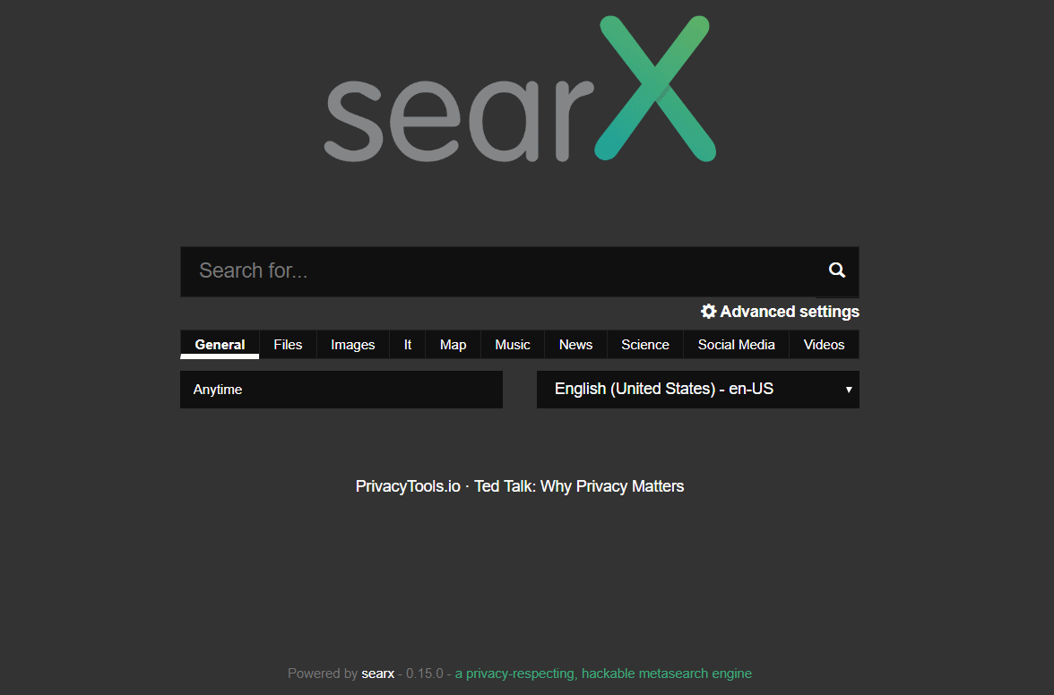 searx open source search engine home page