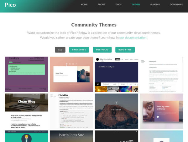 pico cms home page themes
