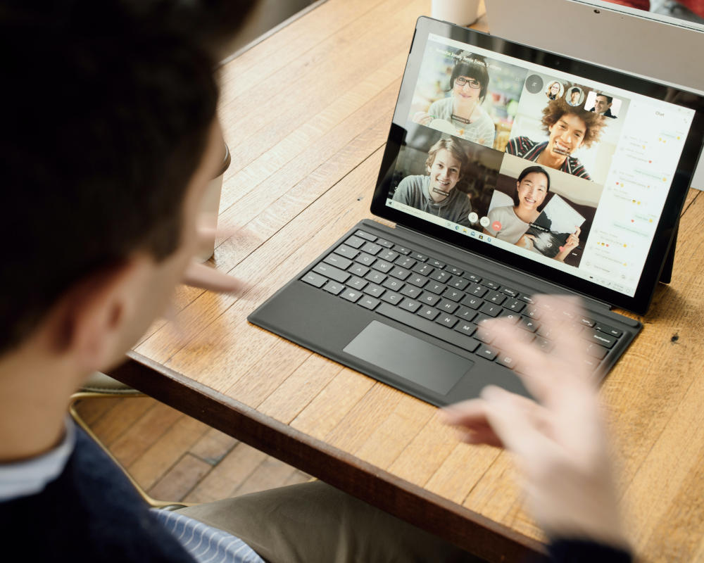 videoconference on a tablet. photo by surface