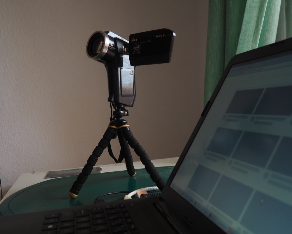 videocamera and laptop