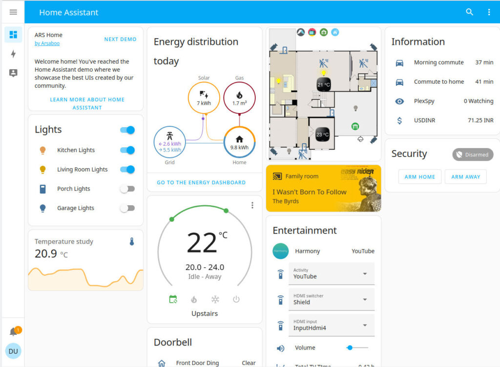 homeassistant home automation screen capture - open source software